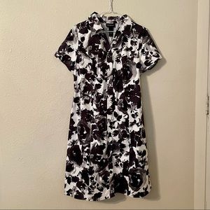 Lane Bryant B&W Flower Print Dress Sz 14